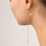 Modern Words Fine Iris Drop 18K Gold Earring w. Diamond