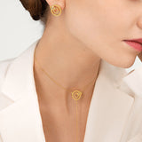 Moderne Wörter Iris Choker 18K Gold plattierte Halskette w. Kristall