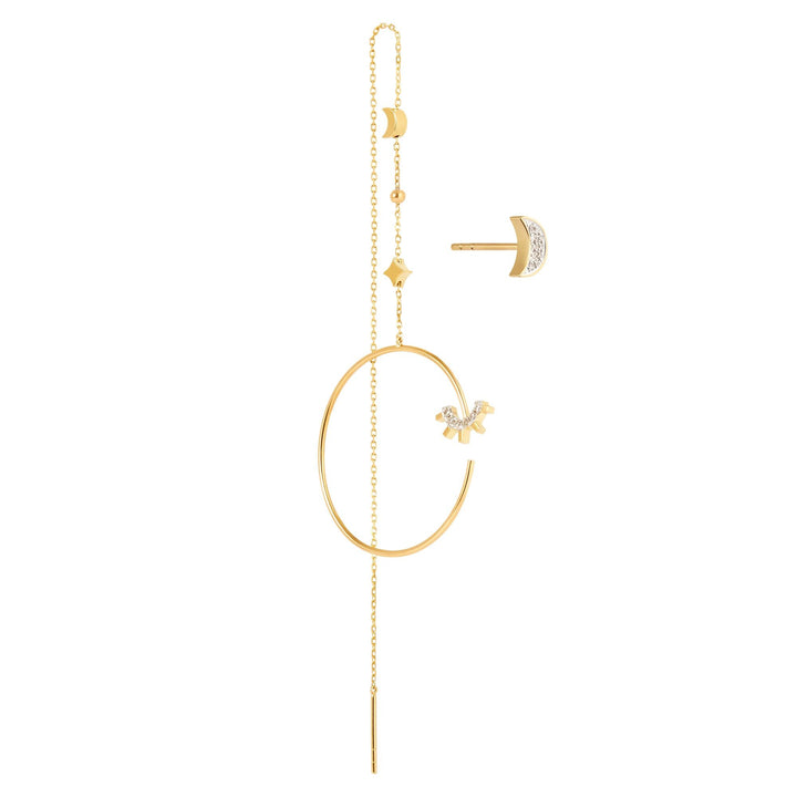 Modern Words Fine Moonlight 18K Gold Earrings w. Diamond