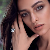 ICON Pyramid 18K Gold Plated Ring w. Diamond