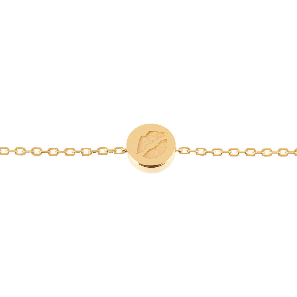 Modern Words Fine Kiss Me 18K Gold Bracelet w. Diamond