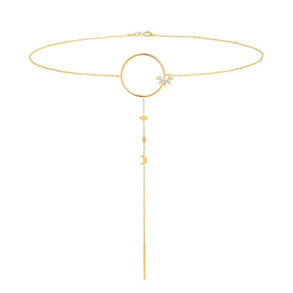 Modern Words Fine Moonlight Choker 18K Gold Necklace w. Diamond