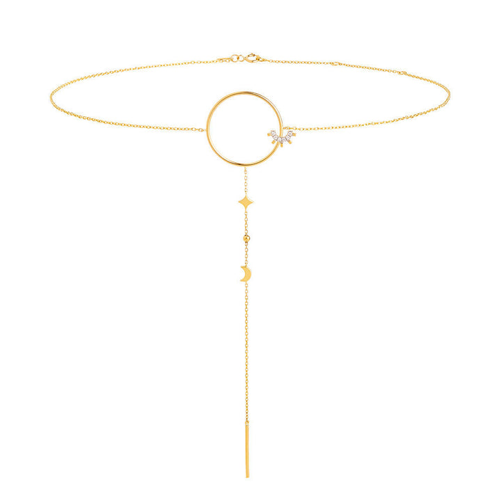 Modern Words Fine Moonlight Choker 18K Gold Necklace w. Diamond