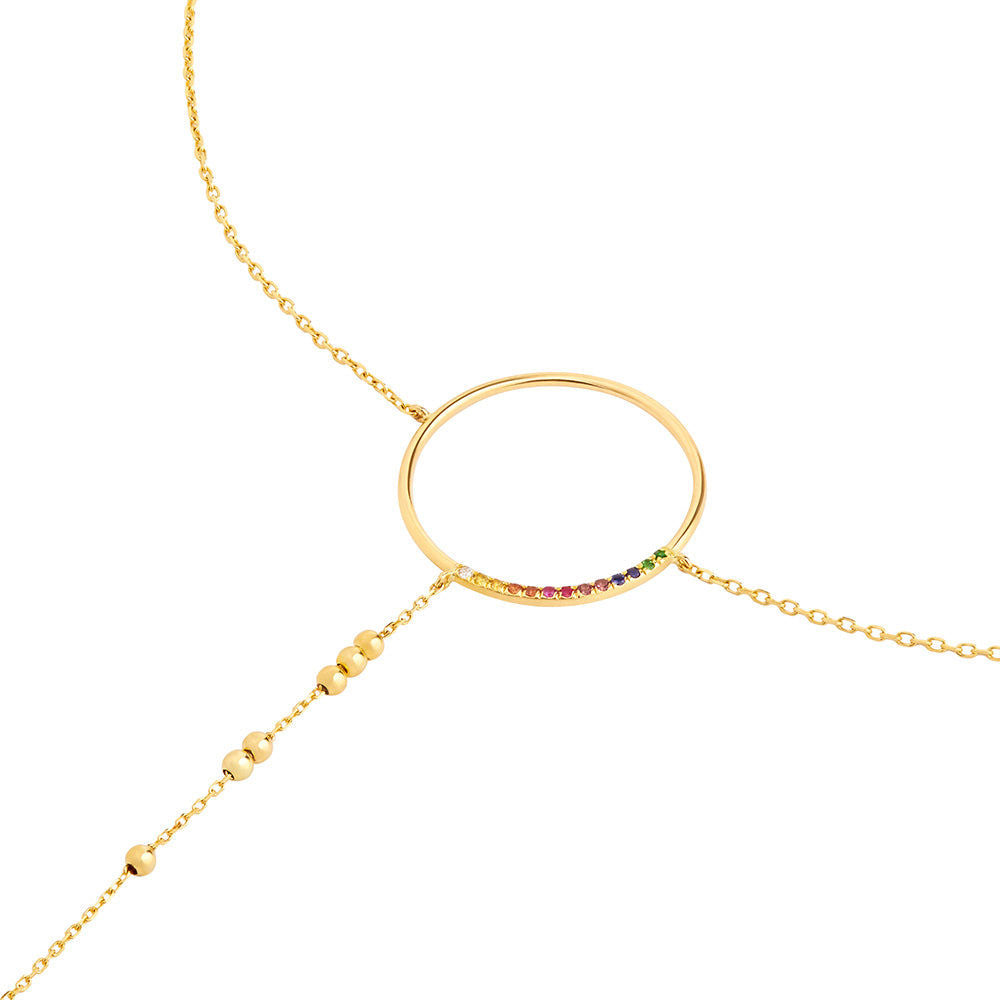 Modern Words Fine Rainbow Choker 18K Gold Necklace w. Diamond, Sapphire, Ruby, Tsavorite & Garnet