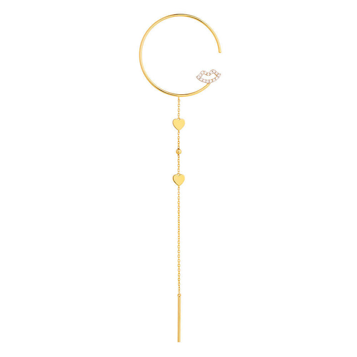 Modern Words Fine Crush Drop 18K Gold Hoop w. Diamond