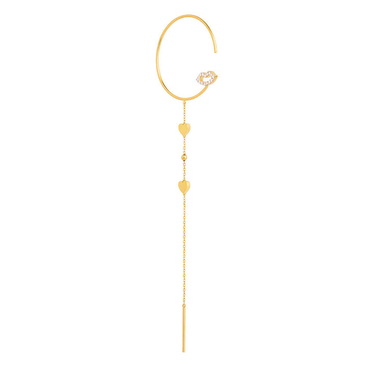 Modern Words Fine Crush Drop 18K Gold Hoop w. Diamond