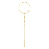 Modern Words Fine Iris Drop 18K Gold Earring w. Diamond