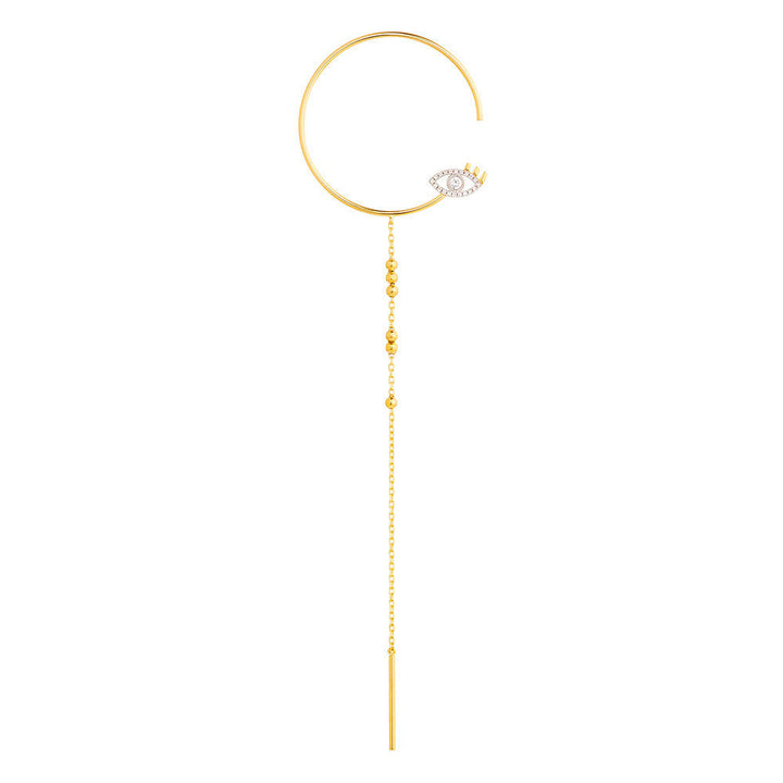 Modern Words Fine Iris Drop 18K Gold Earring w. Diamond