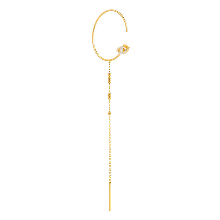 Modern Words Fine Iris Drop 18K Gold Earring w. Diamond