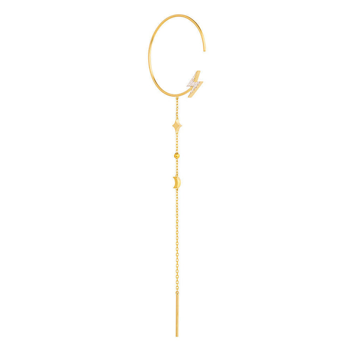 Modern Words Fine Lightning Drop 18K Gold Hoop w. Diamond