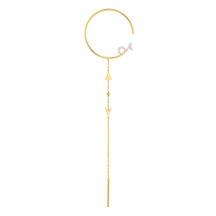 Modern Words Fine Melody Drop 18K Gold Hoop w. Diamond