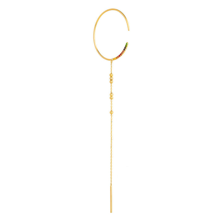 Modern Words Fine Rainbow Drop 18K Guld Hoop m. Diamant, Safir, Rubin & Tsavorit