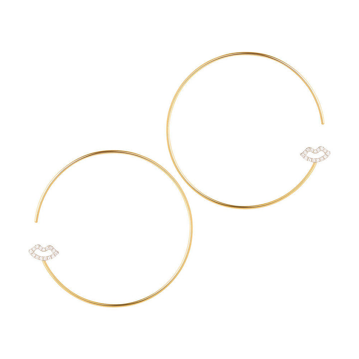 Modern Words Fine Crush 18K Gold Hoops w. Diamond