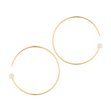 Modern Words Fine Dot 18K Gold Hoops w. Diamond