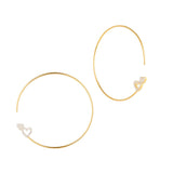 Modern Words Fine Double Hjerte 18K Guld Hoops m. Diamant
