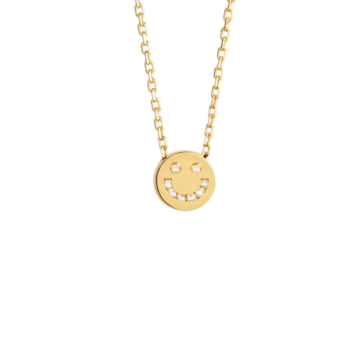 Modern Words Fine Diamond Happy 18K Gold Necklace w. Diamond