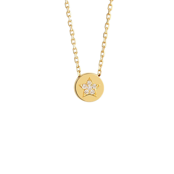 Modern Words Fine Star 18K Gold Necklace w. Diamond