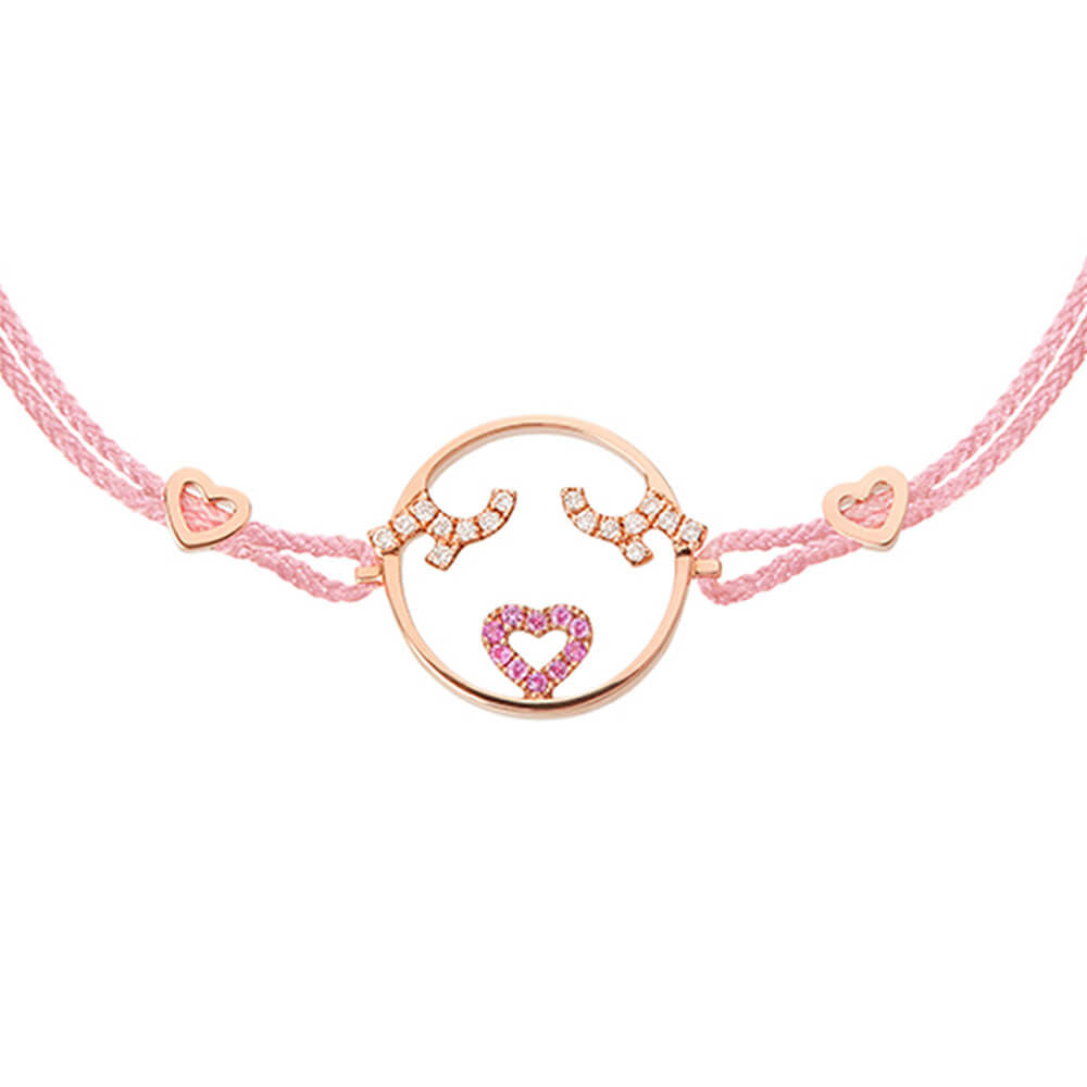 MOYEN Flutter Eyes Cord 18K Rosaguld Armbånd m. Safir & Diamant