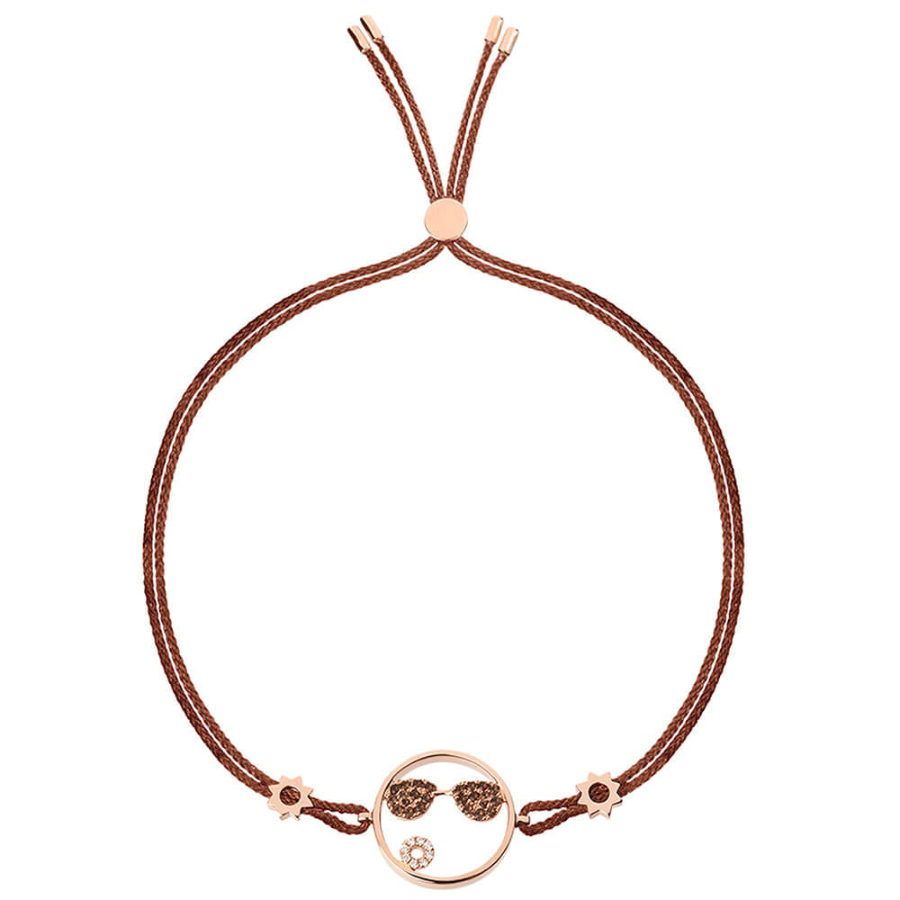 MOYEN Shades Cord 18K Rosegold Bracelet w. Quartz & Diamond