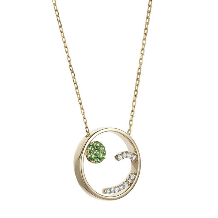 Moyen Cheeky 18k Gold Halskette w. TSavorit & Diamond