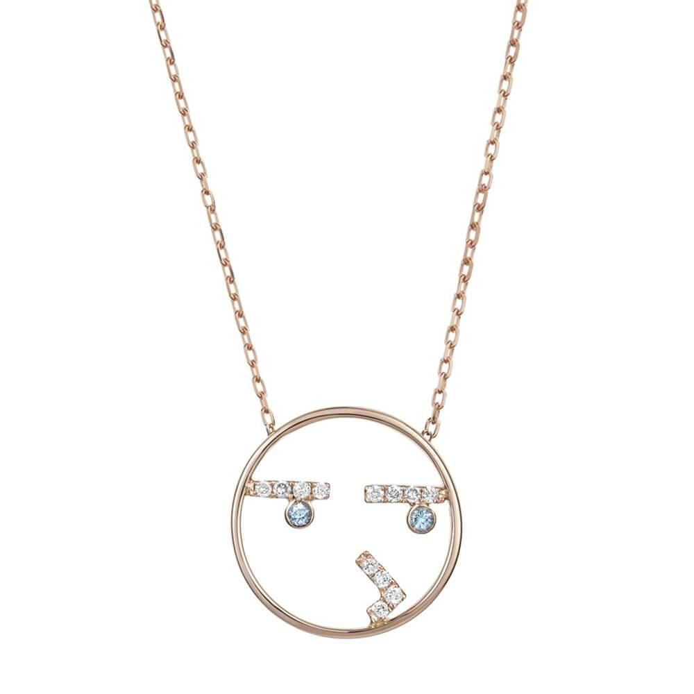 MOYEN Curious 18K Rosegold Necklace w. Topaz & Diamond
