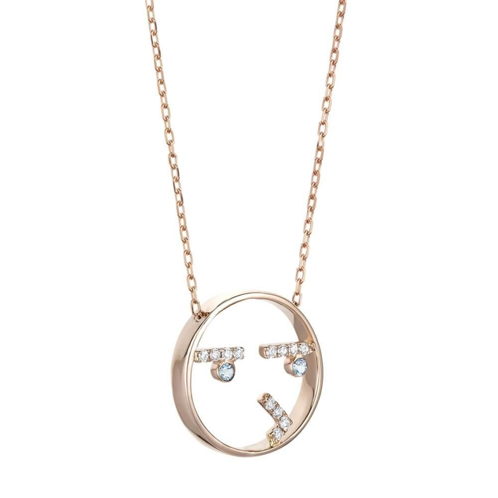 MOYEN Curious 18K Rosegold Necklace w. Topaz & Diamond