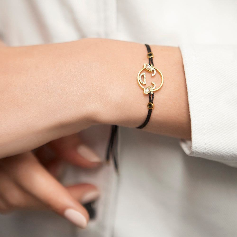 MOYEN LOL Cord 18K Gold Bracelet w. Diamond & Topaz