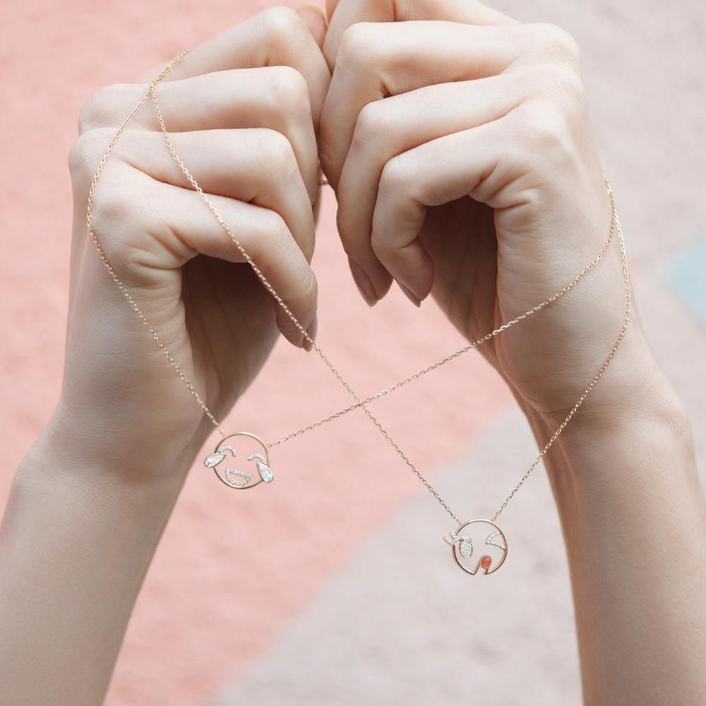 MOYEN Curious 18K Rosegold Necklace w. Topaz & Diamond