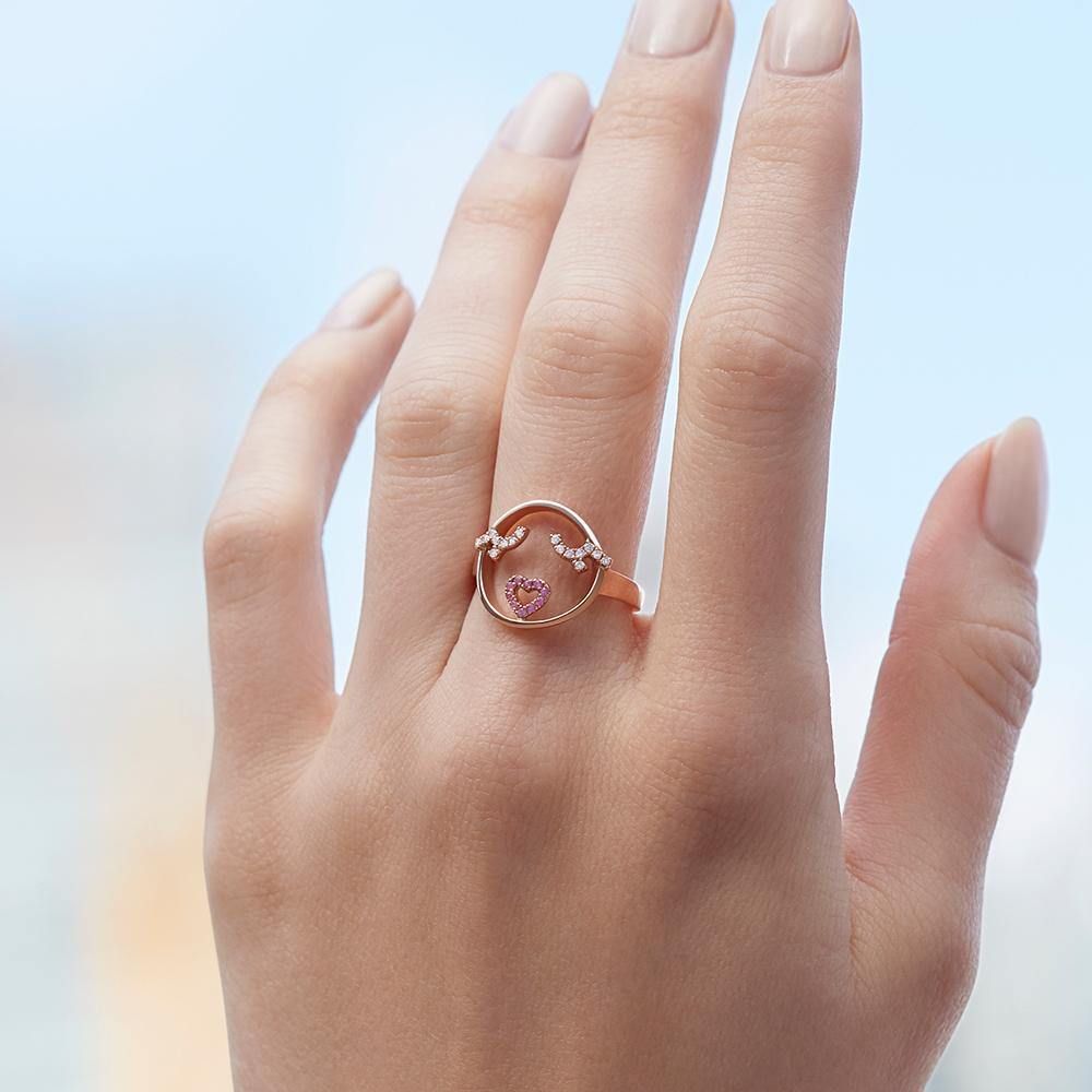 MOYEN Flutter Eyes 18K Rosegold Ring w. Sapphire & Diamond