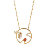 MOYEN Shh 18K Gold Necklace w. Diamond & Chalcedony
