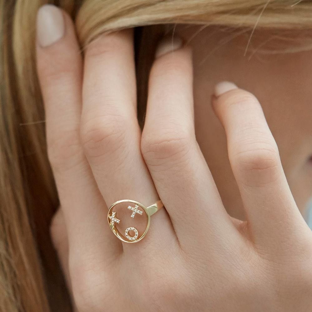 MOYEN XOXO 18K Gold Ring w. Diamond