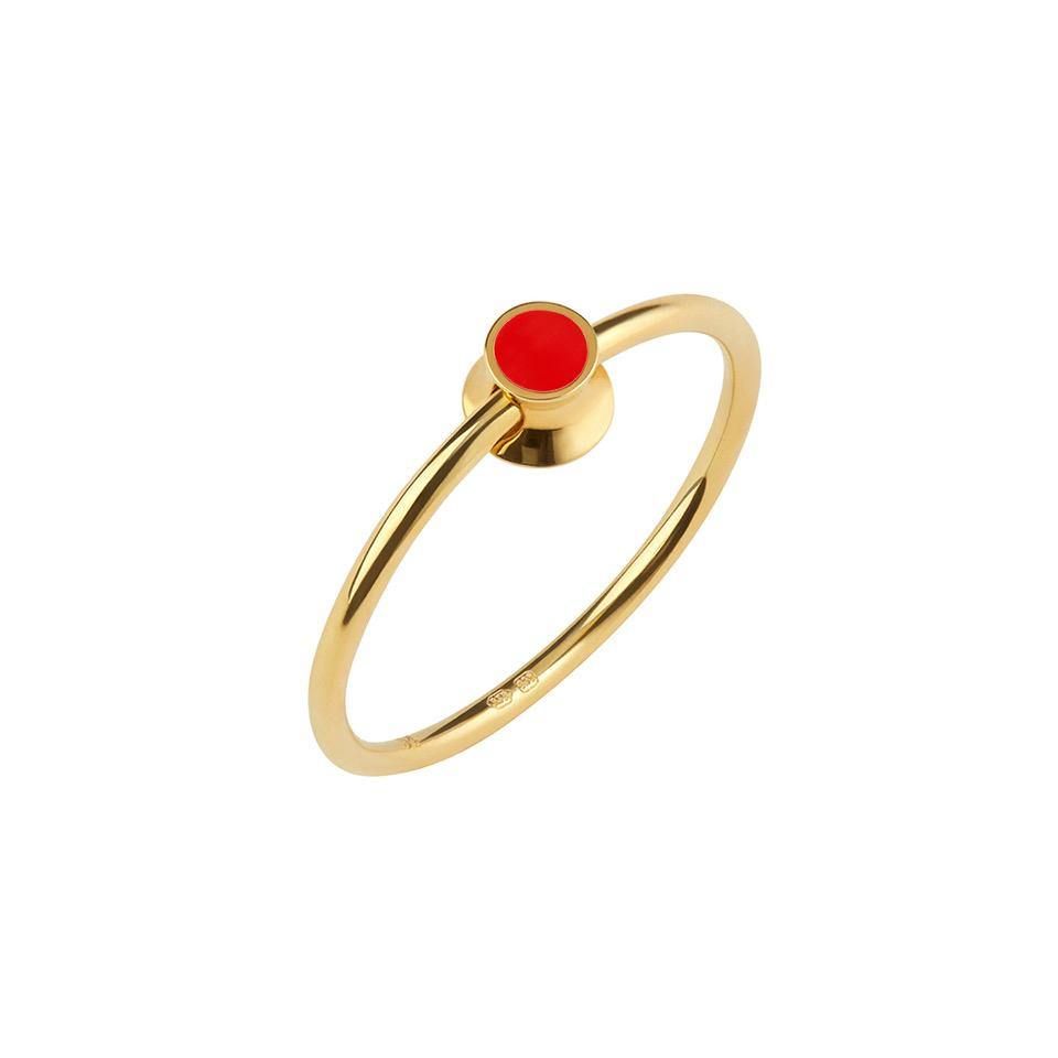 Orbit Infinity Rød Dot Forgyldt Ring
