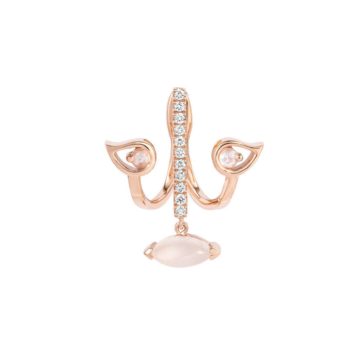 PREMIERE Florentina 18K Rosegold Ear Jacket w. Moonstone, Diamond & Chalcedony