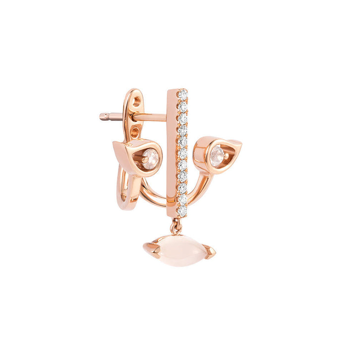 PREMIERE Florentina 18K Rosegold Ear Jacket w. Moonstone, Diamond & Chalcedony