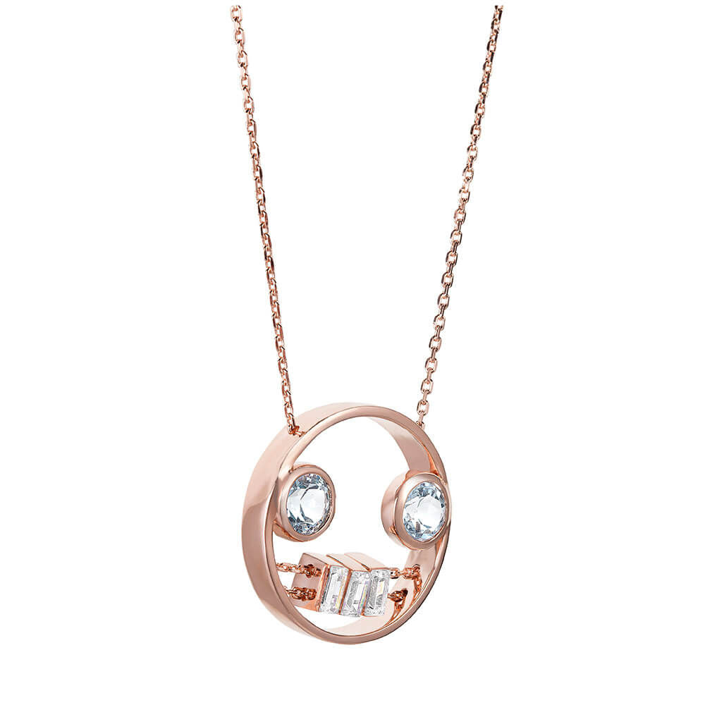 PREMIERE Rose Carina 18K Rosegold Necklace w. Aquamarine & Topaz