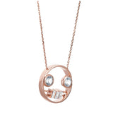 PREMIERE Rose Carina 18K Rosegold Necklace w. Aquamarine & Topaz