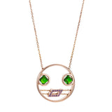 PREMIERE Violetta 18K Rosegold Necklace w. Chrome diopside & Amethyst