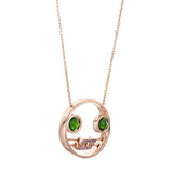 PREMIERE Violetta 18K Rosegold Necklace w. Chrome diopside & Amethyst