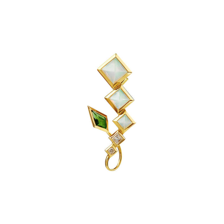 SPECTRUM Arabesque Green 18K Gold Earrings w. Chrome diopside, Opal & Diamond