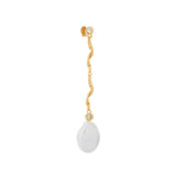 Rayon 18K Gold Plated Stud w. White Pearl & Zirconia