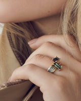 Nord Green Turned 18K Gold Ring w. Tourmaline & Diamond