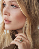 Nord Green Turned 18K Whitegold Ring w. Tourmaline & Diamond