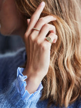 Rock Classic Aligned 18K Gold Ring w. Diamonds