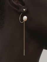 Fryd Chain 18K Gold Earring-Pendant w. Diamond & Pearl