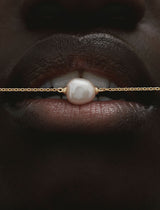 Fryd 18K Gold Bracelet w. Diamond & Pearl