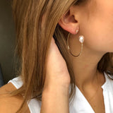 Fryd 18K Hvidguld Ørering-Vedhæng m. Diamant & Perle