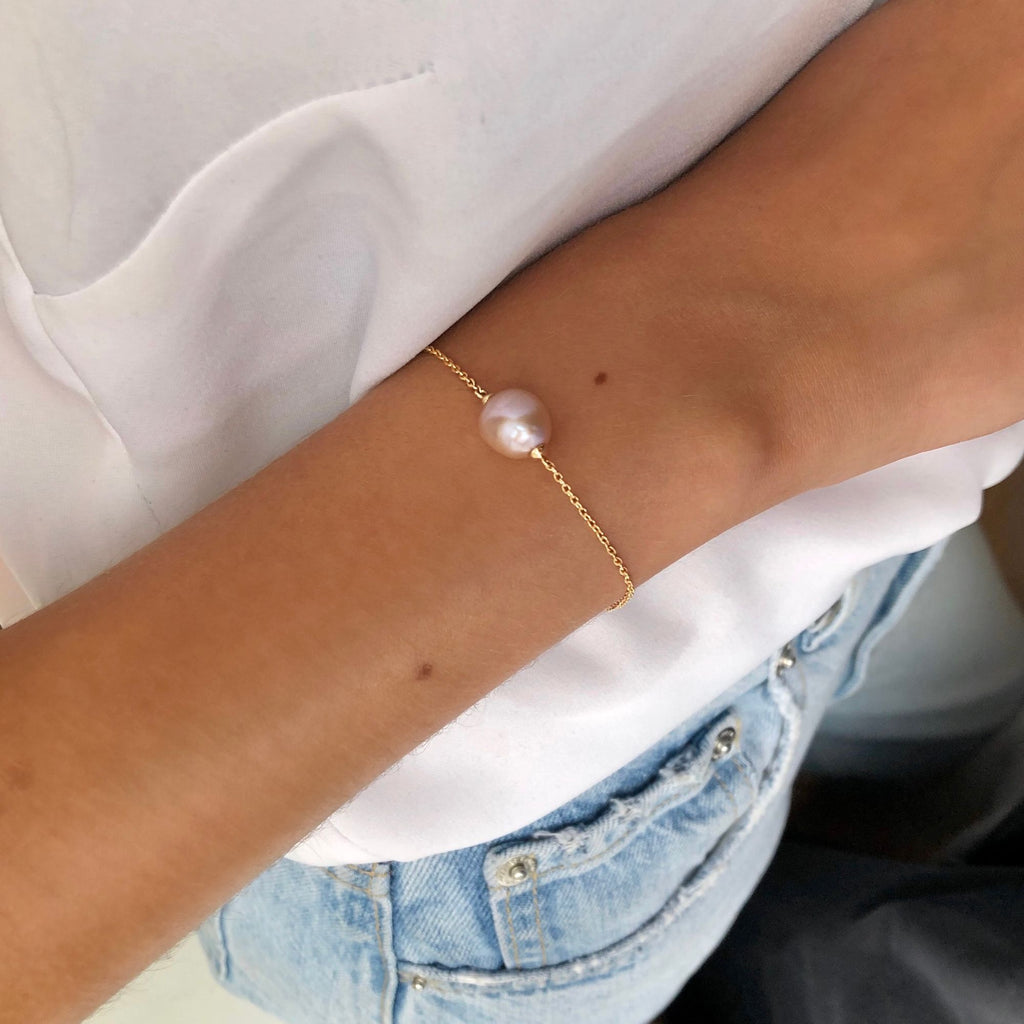 Fryd 18K Gold Bracelet w. Diamond & Pearl