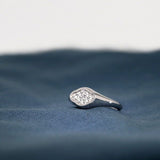Rock Signet 18K Whitegold Ring w. Diamonds