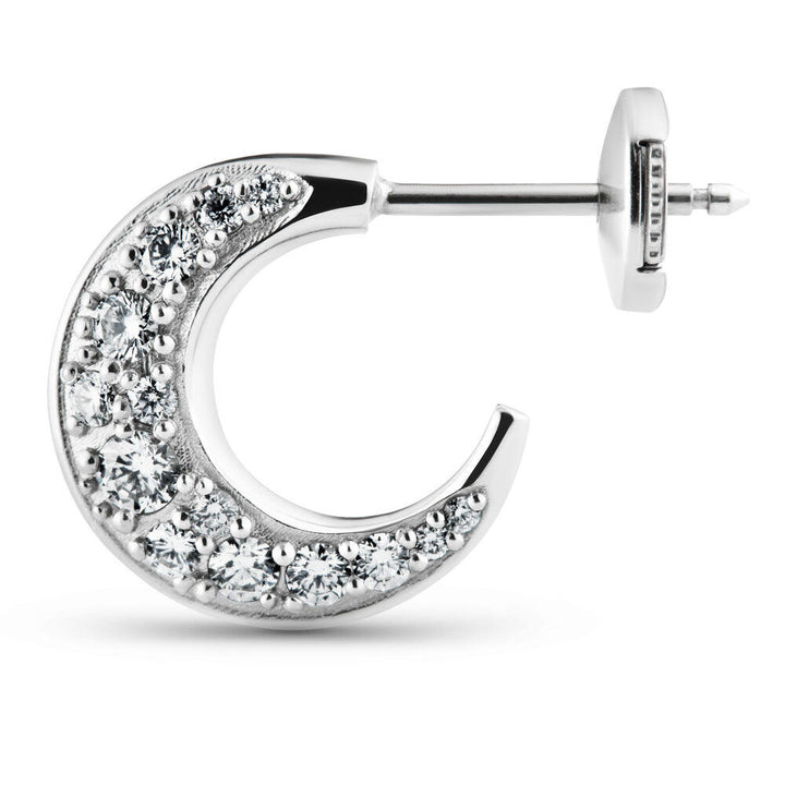Tiny Single Pave 18K White Gold Hoop w. Diamonds