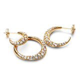 Tiny Double Pave 18K Gold Hoop w. Diamonds